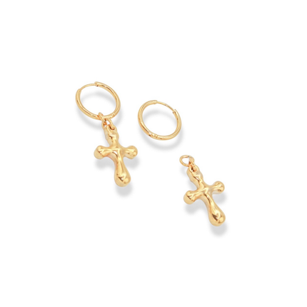 Chunky Cross Hoop Earrings