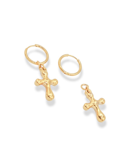 Chunky Cross Hoop Earrings