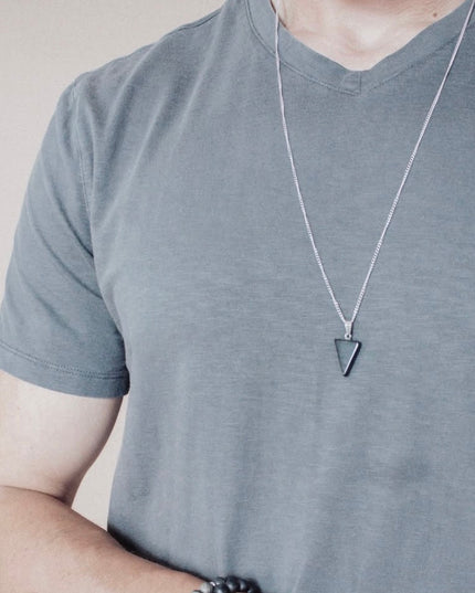 Iconic Black Triangle Necklace – Obsidian Stone