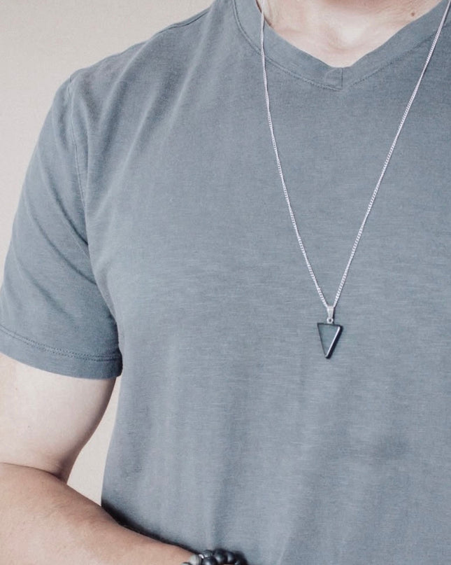 Iconic Black Triangle Necklace – Obsidian Stone