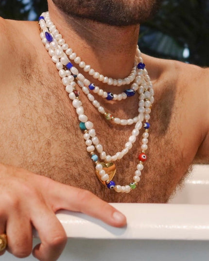 Evil Eyes Go Away Freshwater Pearl Necklace – 8MM