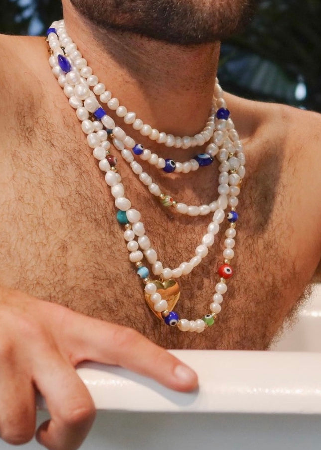 Evil Eyes Go Away Freshwater Pearl Necklace – 8MM