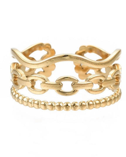 Stacked Trio Open Cuff Ring