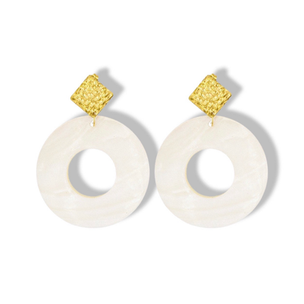 Geometrical Mother of Pearl Shell Earrings