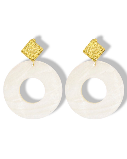 Geometrical Mother of Pearl Shell Earrings