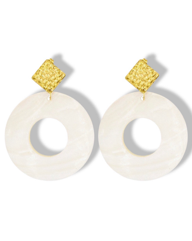 Geometrical Mother of Pearl Shell Earrings