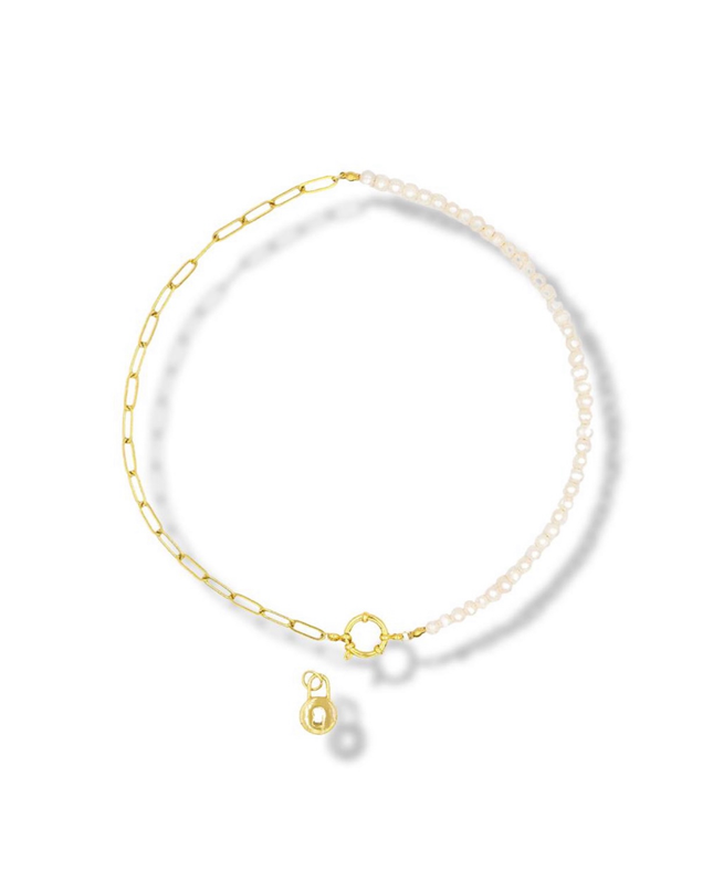 Lock & Pearl Necklace - Freshwater Pearls