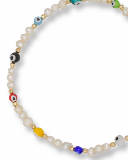 Evil Eyes Go Away Freshwater Pearl Necklace – 8MM