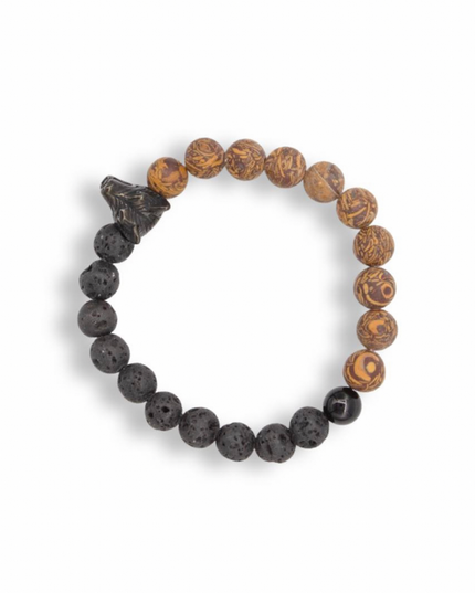 Wolf Bracelet - Calligraphy Stone + Lava