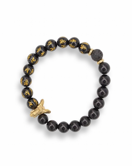 Enlightenment Bracelet - Om Mani Padme Hum + Onyx + Agate Stones