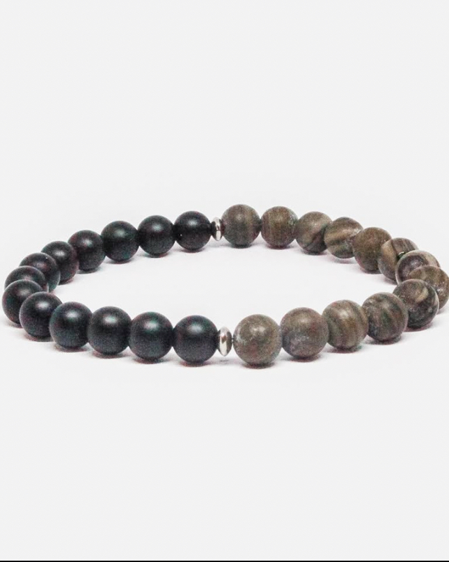 Grounded Spirit Bracelet – Picasso Marble + Onyx / Lava