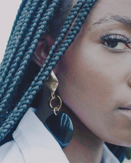 Shadow Shield Obsidian Stone Earrings