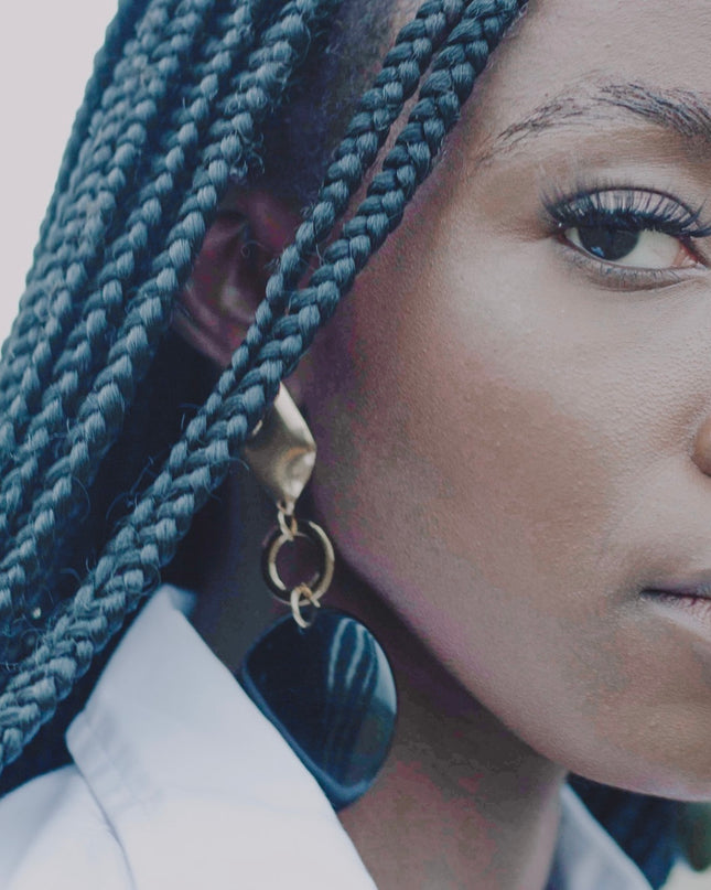 Shadow Shield Obsidian Stone Earrings