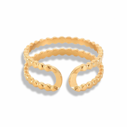 Anillo abierto doble con cuentas