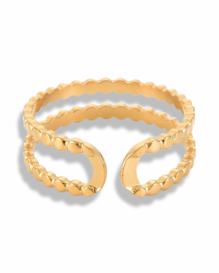 Beaded Duo Open Cuff Ring