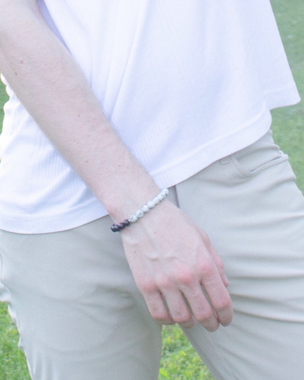 Nourishing Bracelet - Frosted Sesame Jasper + Frosted Onyx