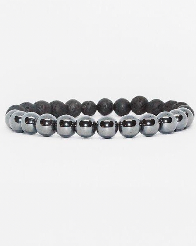 Serenity Bracelet – Hematite + Onyx / Lava