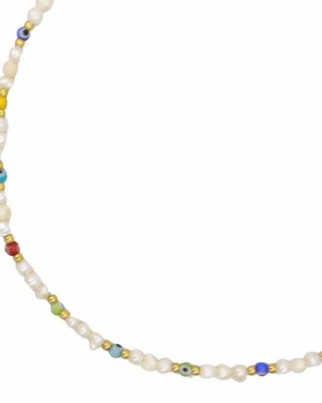 Evil Eyes Go Away Freshwater Pearl Necklace – 4MM